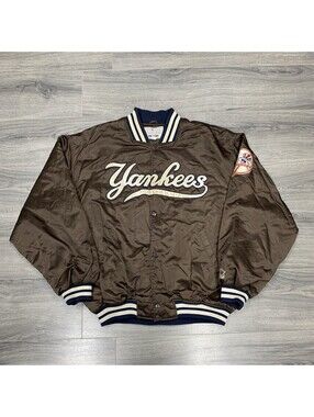 Vintage Starter New York Yankees Satin Jacket XXL Rare Men’s Brown Major League